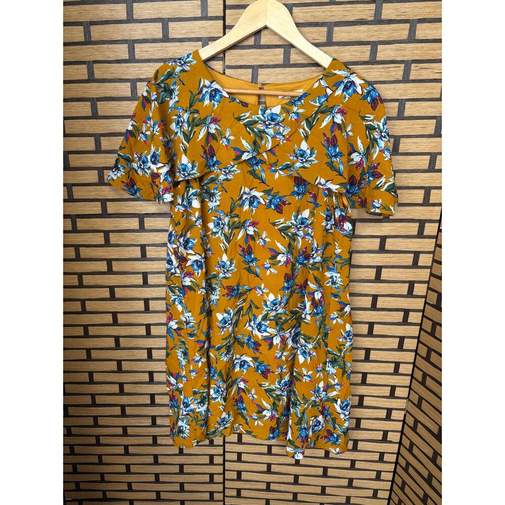 Entro Gold Floral Dress Size Medium